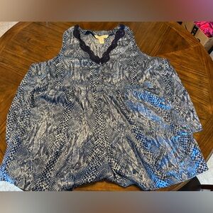 Intimates Lane Bryant Blue Snake Print Lace Trim Sleeveless Pajama Set 26/28